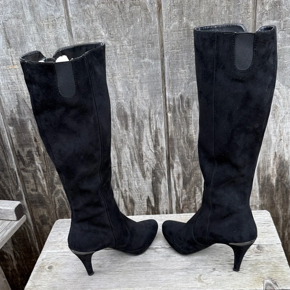 Liz Claiborne Eldridge Black Suede Knee High Boots Size 6